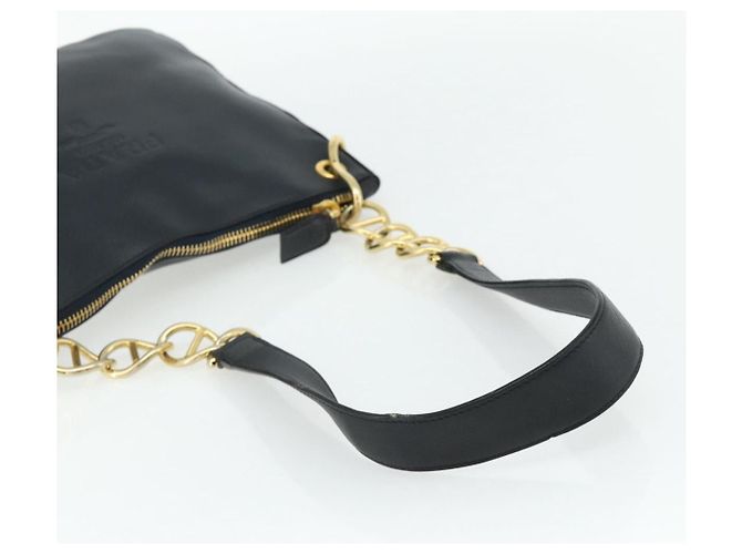 Borsa a Spalla con Catena PRADA in Pelle Blu Navy e Oro Auth 177855A D'oro - vista 7