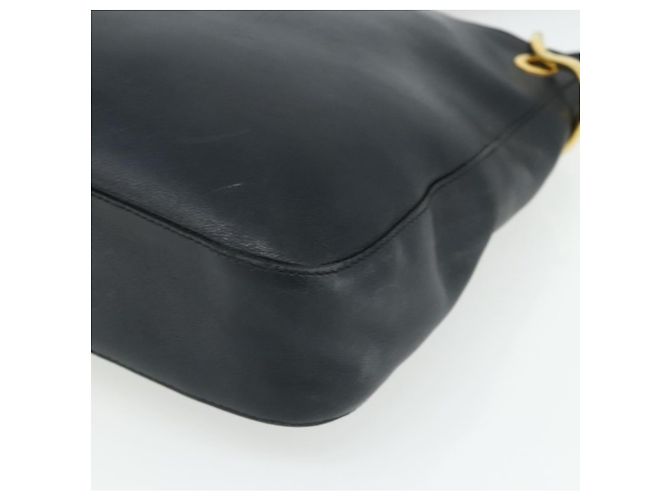 Borsa a Spalla con Catena PRADA in Pelle Blu Navy e Oro Auth 177855A D'oro - vista 9