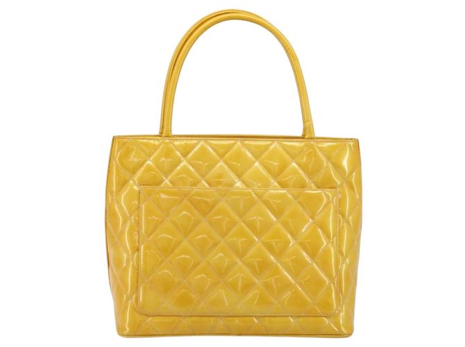 CHANEL Standard Tote Bag Lackleder Gelb CC Auth 177242 - Ansicht 2