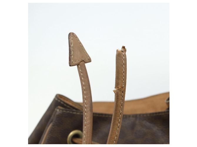 Céline Zaino CELINE Macadam Canvas PVC Pelle Marrone Oro Auth fm5320 D'oro - vista 10