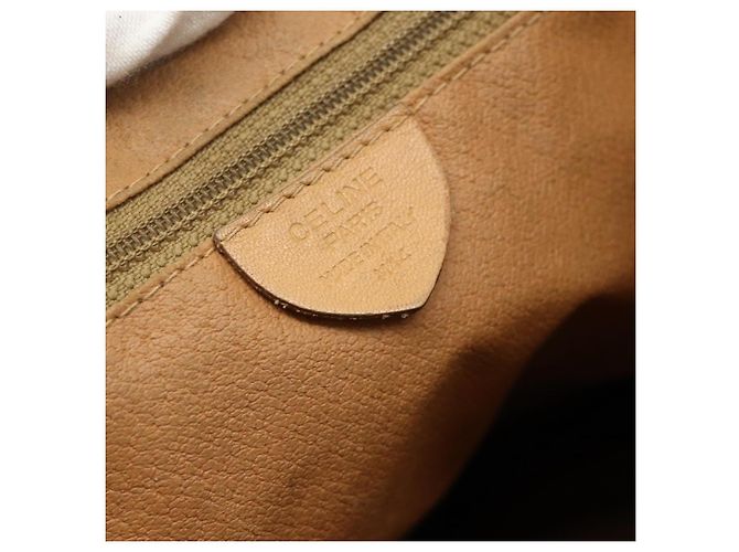 Céline Zaino CELINE Macadam Canvas PVC Pelle Marrone Oro Auth fm5320 D'oro - vista 12