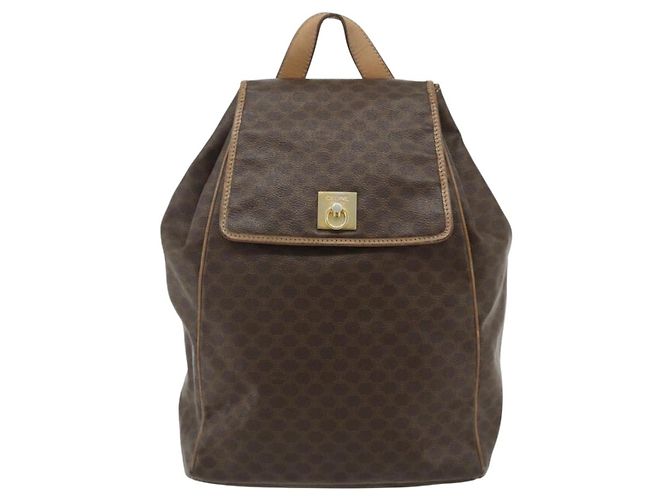 Céline Zaino CELINE Macadam Canvas PVC Pelle Marrone Oro Auth fm5320 D'oro - vista 13