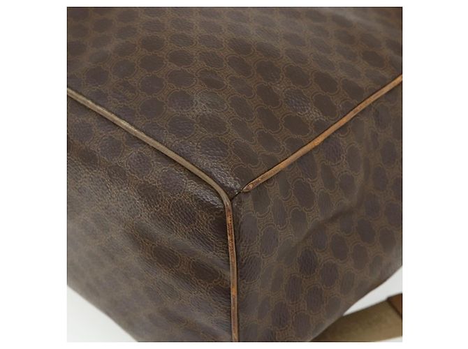 Céline Zaino CELINE Macadam Canvas PVC Pelle Marrone Oro Auth fm5320 D'oro - vista 16