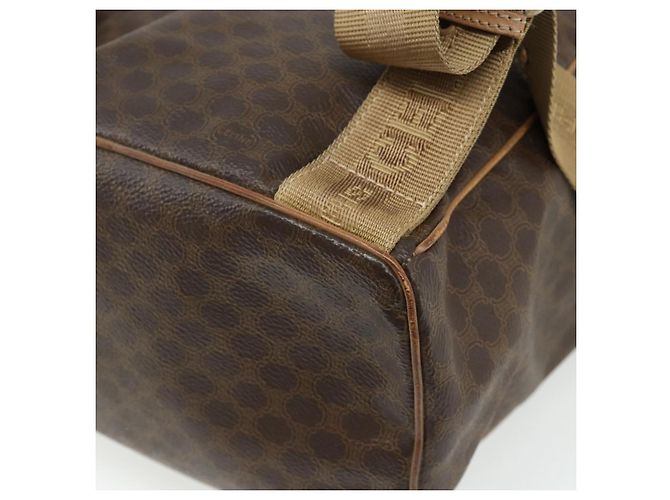 Céline Zaino CELINE Macadam Canvas PVC Pelle Marrone Oro Auth fm5320 D'oro - vista 18