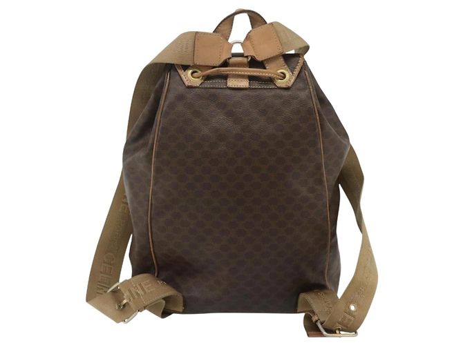 Céline Zaino CELINE Macadam Canvas PVC Pelle Marrone Oro Auth fm5320 D'oro - vista 2