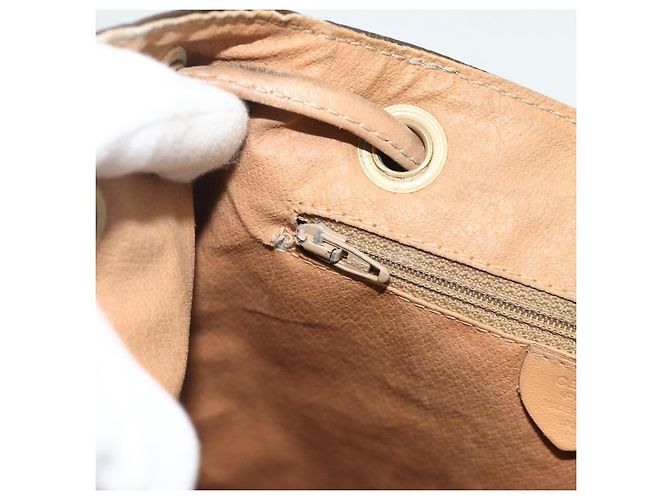 Céline Zaino CELINE Macadam Canvas PVC Pelle Marrone Oro Auth fm5320 D'oro - vista 21
