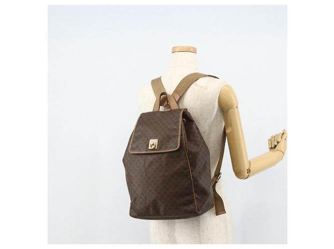Céline Zaino CELINE Macadam Canvas PVC Pelle Marrone Oro Auth fm5320 D'oro - vista 23