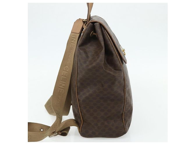 Céline Zaino CELINE Macadam Canvas PVC Pelle Marrone Oro Auth fm5320 D'oro - vista 3
