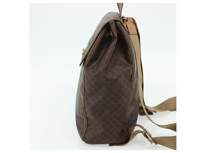 Céline Zaino CELINE Macadam Canvas PVC Pelle Marrone Oro Auth fm5320 D'oro - vista 4