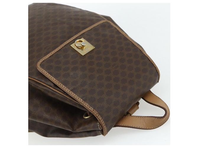 Céline Zaino CELINE Macadam Canvas PVC Pelle Marrone Oro Auth fm5320 D'oro - vista 6