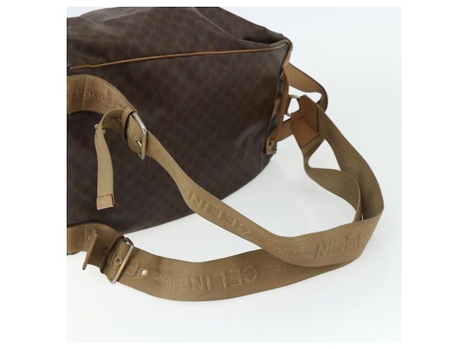 Céline Zaino CELINE Macadam Canvas PVC Pelle Marrone Oro Auth fm5320 D'oro - vista 8