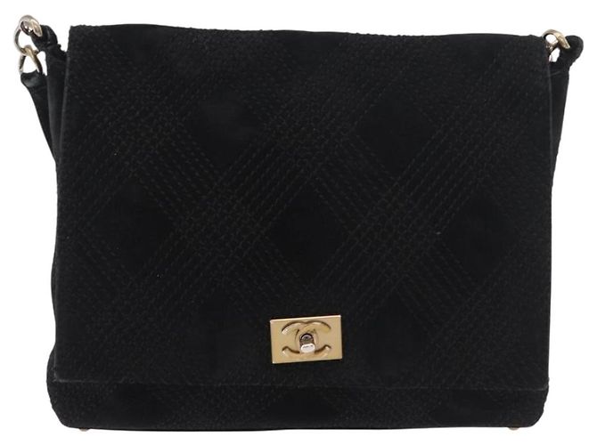 CHANEL Wild Stitch Chain Shoulder Bag Suede Black Gold CC Auth bs34950A Nero D'oro - vista 13
