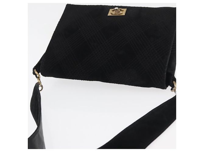 CHANEL Wild Stitch Chain Shoulder Bag Suede Black Gold CC Auth bs34950A Nero D'oro - vista 7