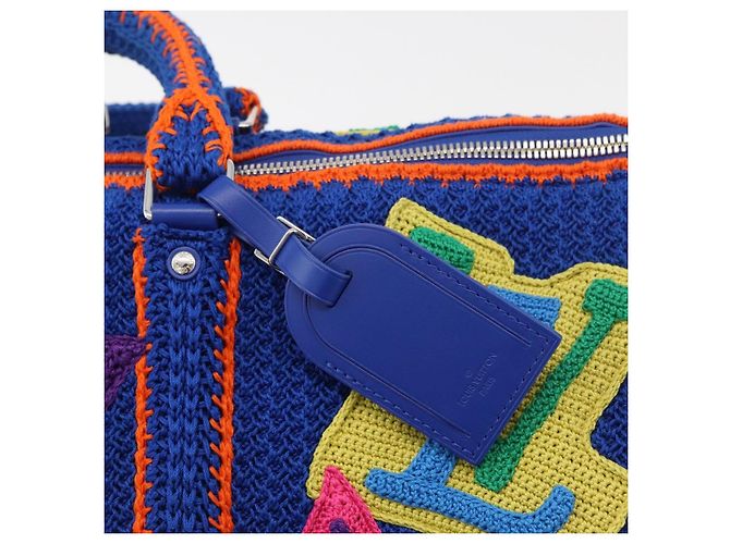 LOUIS VUITTON Monogram Flower Keepall Bandouliere 50 Blue M21895 Auth 167265SM Monogramma - view 17