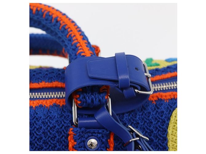 LOUIS VUITTON Monogram Flower Keepall Bandouliere 50 Blue M21895 Auth 167265SM Monogramma - view 18