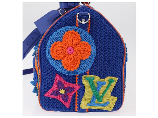LOUIS VUITTON Monogram Flower Keepall Bandouliere 50 Blue M21895 Auth 167265SM Monogramma - view 3