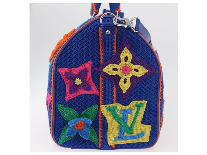 LOUIS VUITTON Monogram Flower Keepall Bandouliere 50 Blue M21895 Auth 167265SM Monogramma - view 4