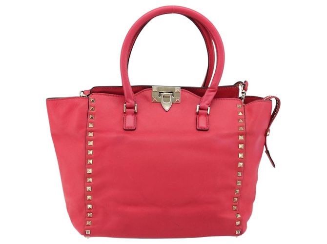Borsa Tote VALENTINO in pelle 2way Rosso Oro Auth BA12401 D'oro - vista 13