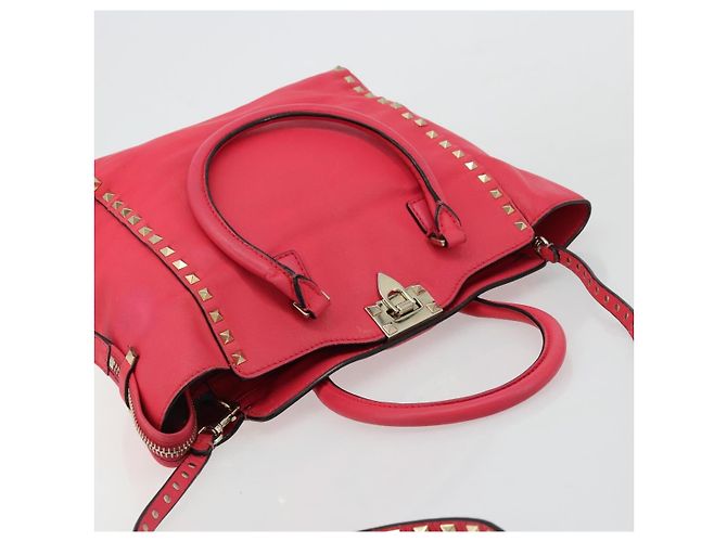 Borsa Tote VALENTINO in pelle 2way Rosso Oro Auth BA12401 D'oro - vista 14