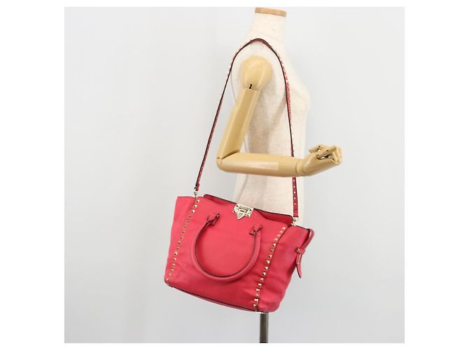 Borsa Tote VALENTINO in pelle 2way Rosso Oro Auth BA12401 D'oro - vista 29