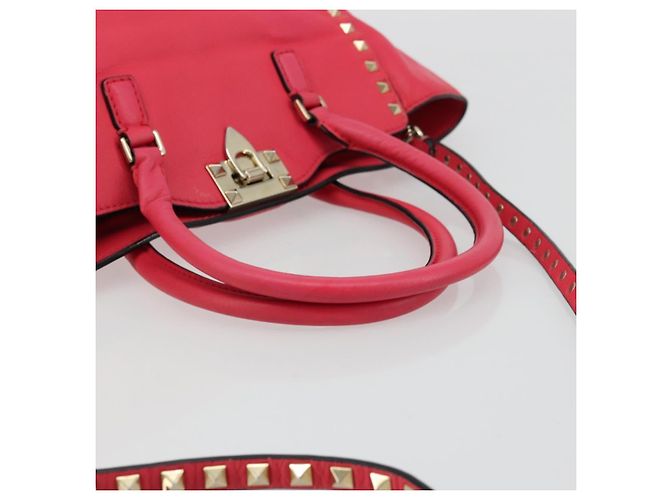 Borsa Tote VALENTINO in pelle 2way Rosso Oro Auth BA12401 D'oro - vista 7