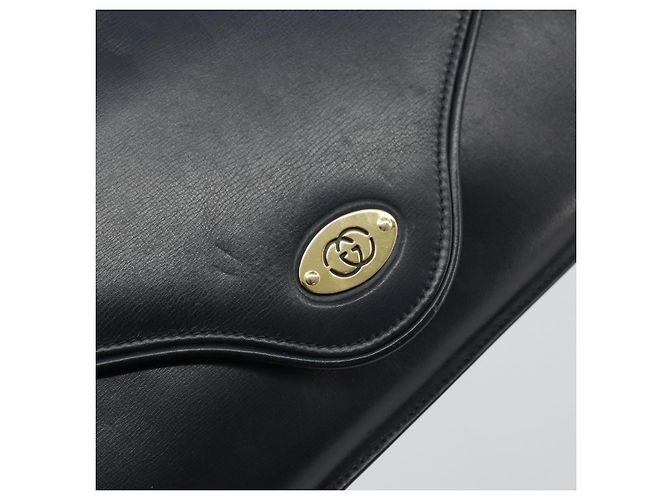 GUCCI Old Shoulder Bag Pelle Blu Navy Oro Auth am11511 D'oro - vista 14