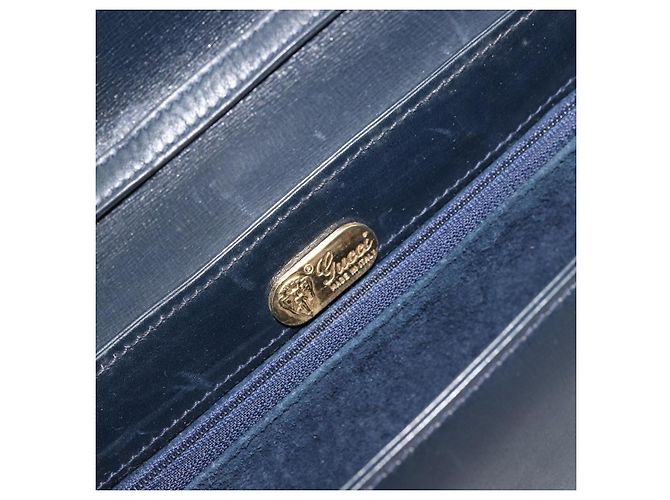 GUCCI Old Shoulder Bag Pelle Blu Navy Oro Auth am11511 D'oro - vista 16