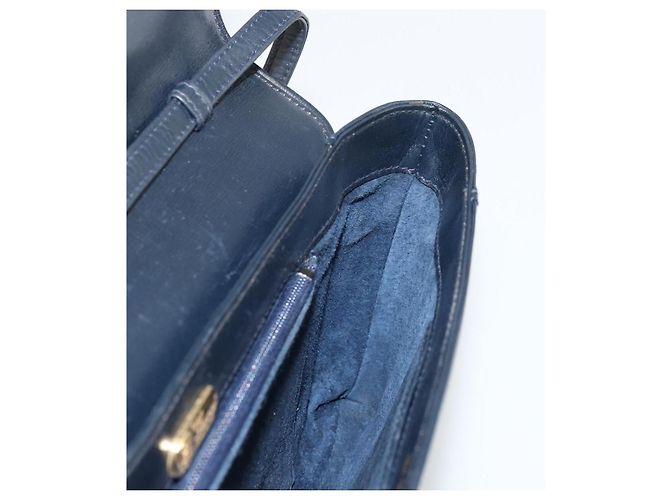 GUCCI Old Shoulder Bag Pelle Blu Navy Oro Auth am11511 D'oro - vista 18
