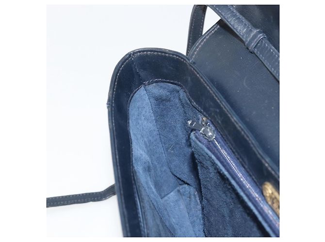GUCCI Old Shoulder Bag Pelle Blu Navy Oro Auth am11511 D'oro - vista 19