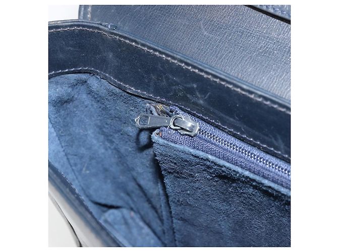 GUCCI Old Shoulder Bag Pelle Blu Navy Oro Auth am11511 D'oro - vista 20
