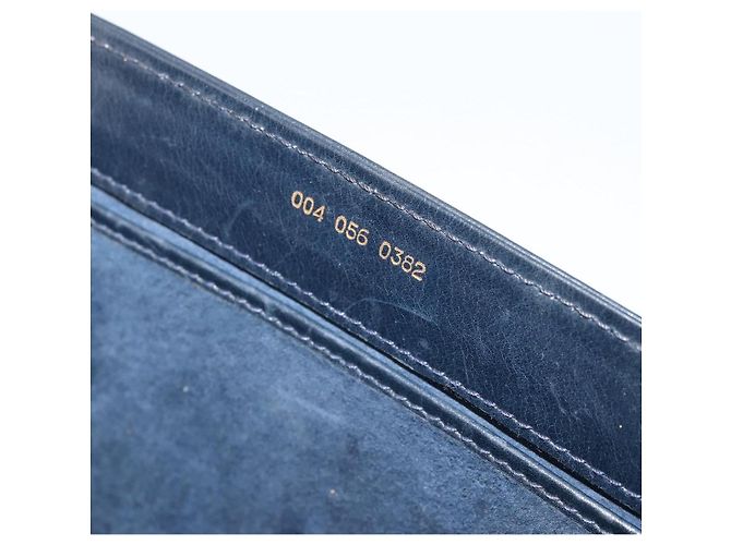 GUCCI Old Shoulder Bag Pelle Blu Navy Oro Auth am11511 D'oro - vista 22