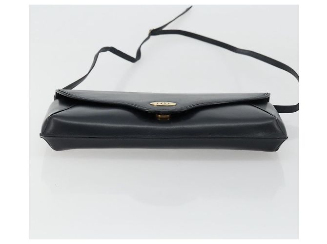GUCCI Old Shoulder Bag Pelle Blu Navy Oro Auth am11511 D'oro - vista 9