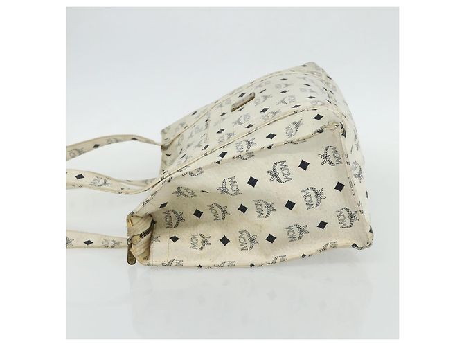 Bolsa Tote MCM Vicetos Logogram PVC Branco Ouro Auth 178496 Dourado - vista 4