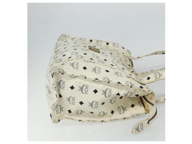 Bolsa Tote MCM Vicetos Logogram PVC Branco Ouro Auth 178496 Dourado - vista 5