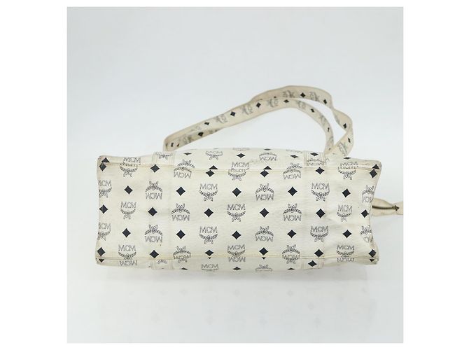 Bolsa Tote MCM Vicetos Logogram PVC Branco Ouro Auth 178496 Dourado - vista 9