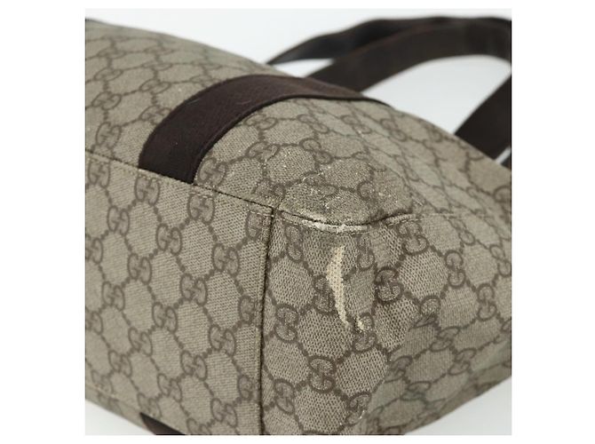 Borsa Tote GUCCI GG Supreme in PVC Beige Argento 141624 Auth 178059 - vista 10