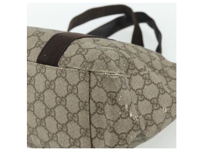 Borsa Tote GUCCI GG Supreme in PVC Beige Argento 141624 Auth 178059 - vista 12