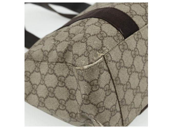 Borsa Tote GUCCI GG Supreme in PVC Beige Argento 141624 Auth 178059 - vista 13