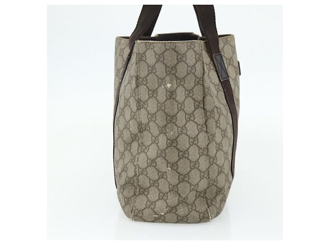 Borsa Tote GUCCI GG Supreme in PVC Beige Argento 141624 Auth 178059 - vista 4