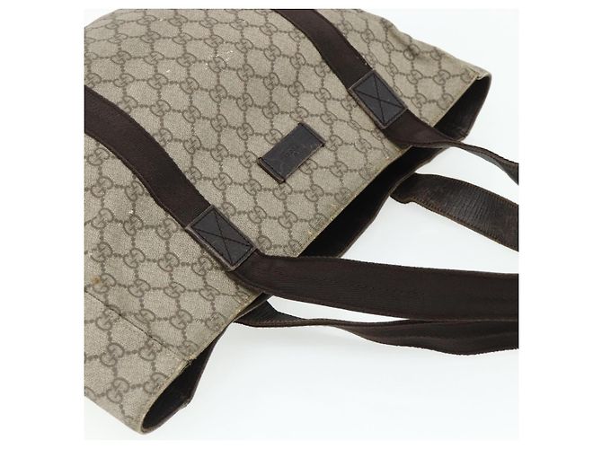 Borsa Tote GUCCI GG Supreme in PVC Beige Argento 141624 Auth 178059 - vista 6