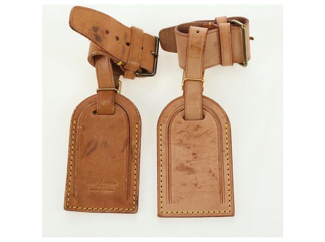 LOUIS VUITTON Powanie Name Tag Leather 10set Beige LV Auth 167217 - vista 8