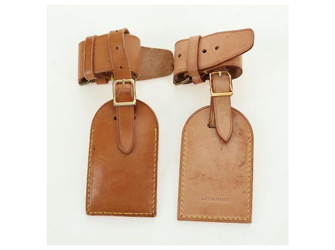 LOUIS VUITTON Powanie Name Tag Leather 10set Beige LV Auth 167217 - vista 9