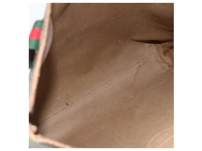 Borsa Tote GUCCI GG Supreme Web Sherry Line PVC Beige Red Green Auth 178111 Rosso Verde - vista 16