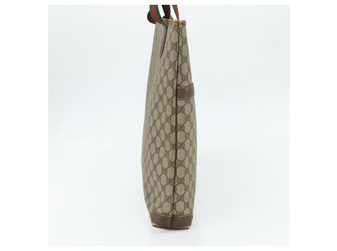Borsa Tote GUCCI GG Supreme Web Sherry Line PVC Beige Red Green Auth 178111 Rosso Verde - vista 4
