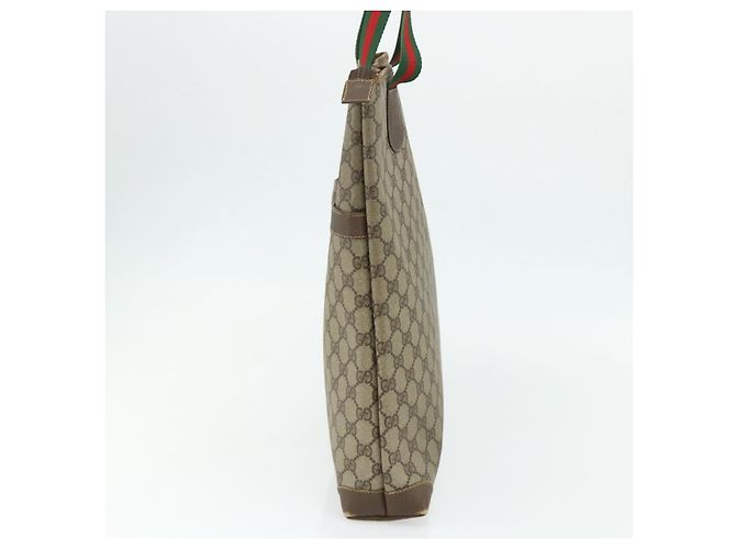 Borsa Tote GUCCI GG Supreme Web Sherry Line PVC Beige Red Green Auth 178111 Rosso Verde - vista 5
