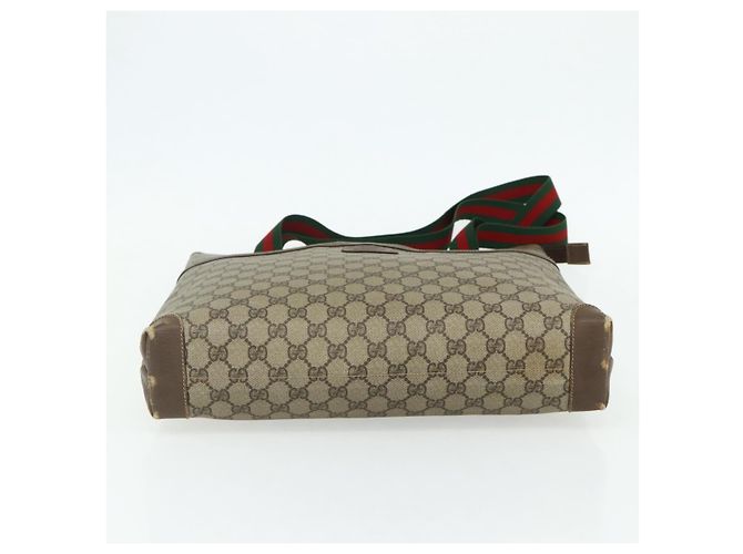 Borsa Tote GUCCI GG Supreme Web Sherry Line PVC Beige Red Green Auth 178111 Rosso Verde - vista 9