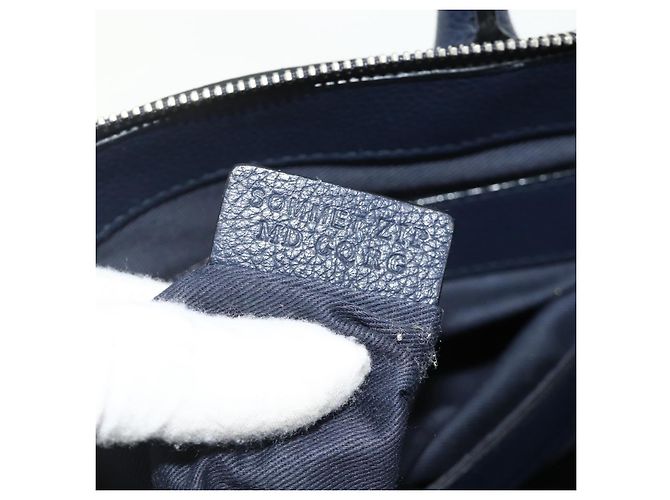 Borsa BALLY in pelle 2way Navy Silver Auth 178127 Argento Blu navy - vista 12