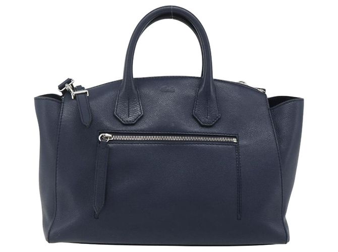 Borsa BALLY in pelle 2way Navy Silver Auth 178127 Argento Blu navy - vista 13