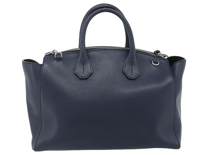 Borsa BALLY in pelle 2way Navy Silver Auth 178127 Argento Blu navy - vista 2
