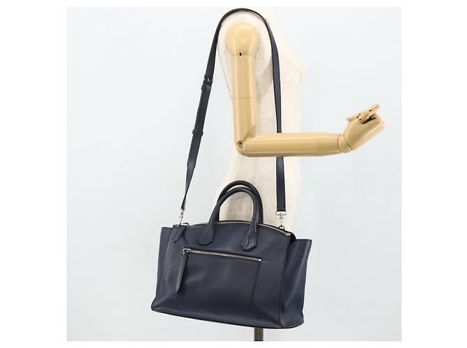 Borsa BALLY in pelle 2way Navy Silver Auth 178127 Argento Blu navy - vista 24